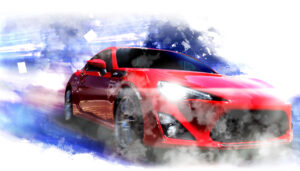 red sports car design with photoshop